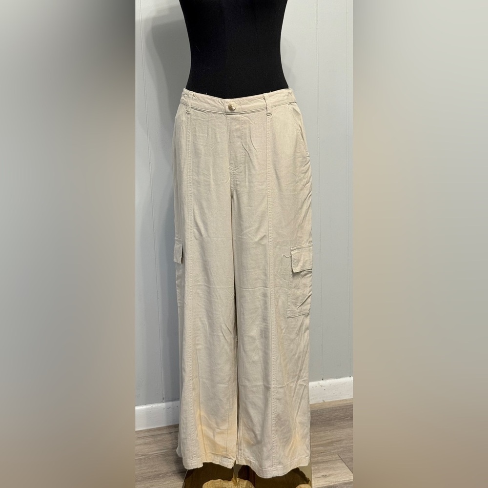 #7) Rewash Cream Or Oat Color Wide Leg Pants with side pockets